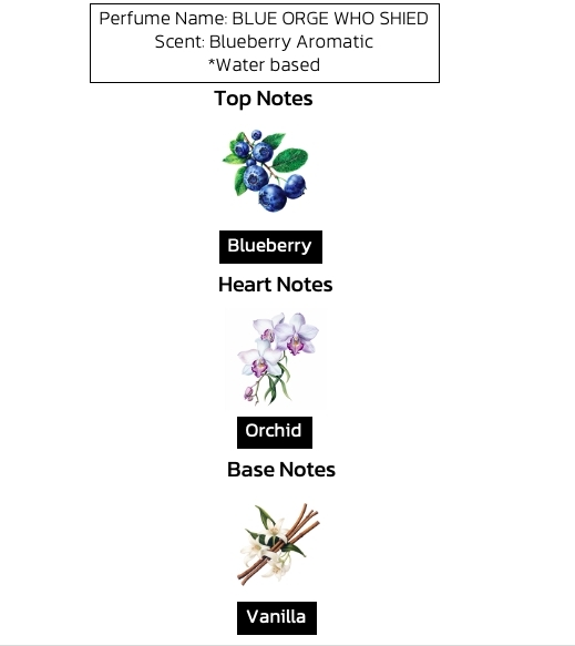 น้ำหอมบลูเบอร์รี สูตรน้ำ กลิ่น Blue Orge who shied (Blueberry)